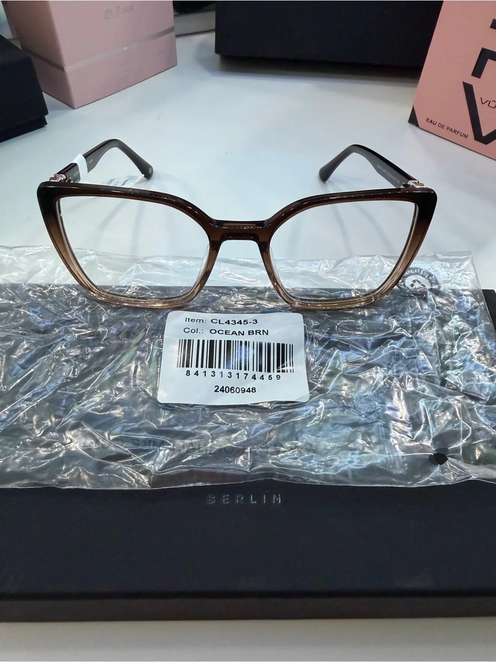 Carolina Lemke Women's Brown Gradient Cat-Eye Glasses (Includes leather pouch)